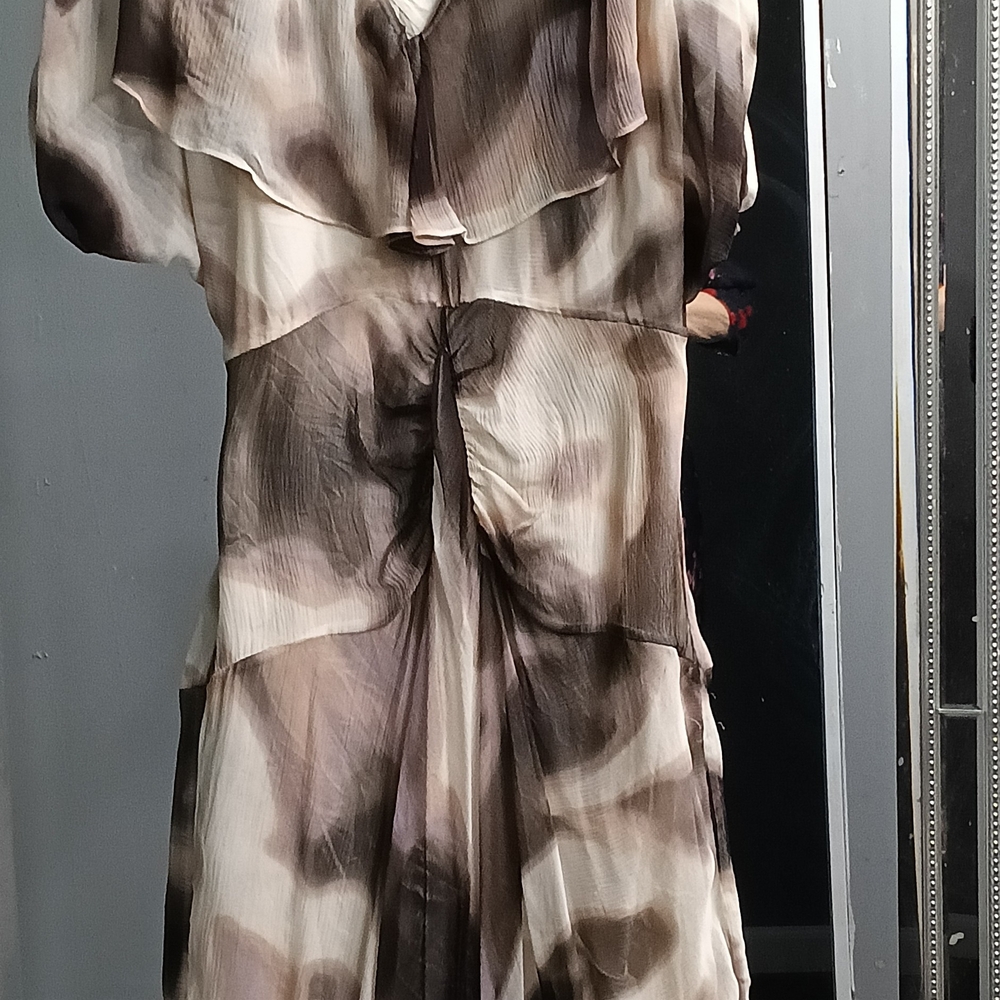 Tan High Low Sundress with Flutter Sleeves